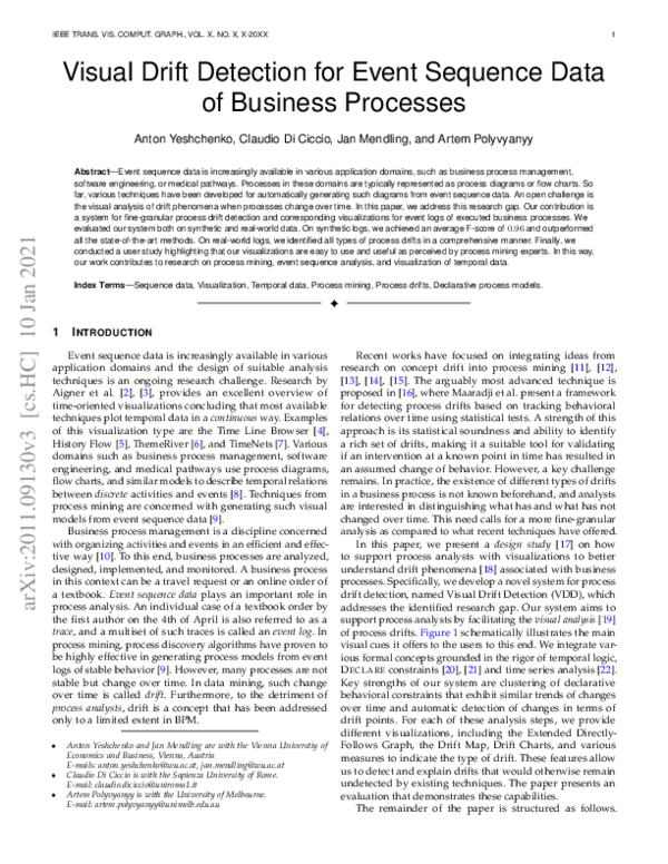 (PDF) Visual Drift Detection for Event Sequence Data of Business Processes