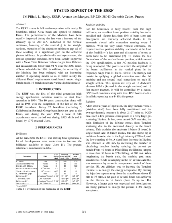 (PDF) Status report of the ESRF