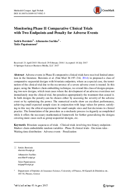 (PDF) Monitoring Phase II Comparative Clinical Trials with Two ...