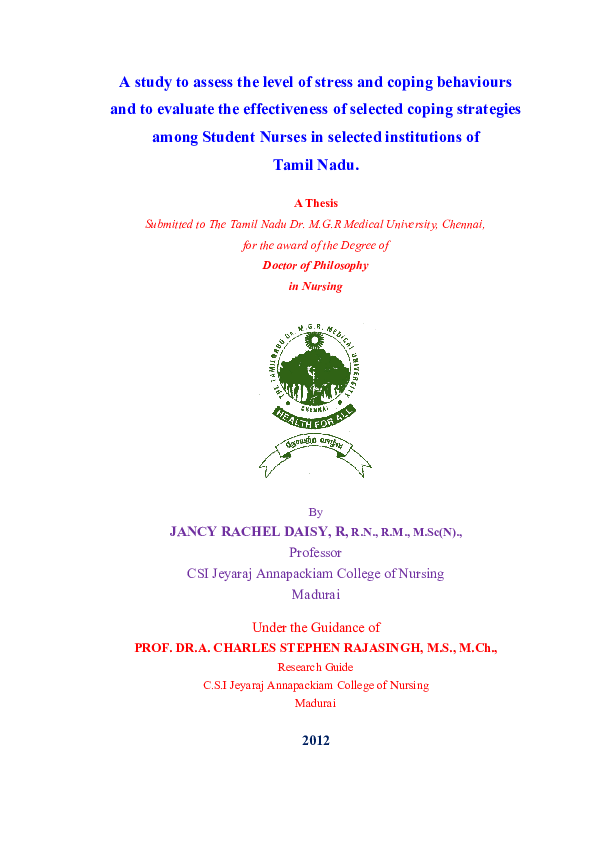 Pdf A Study To Assess The Level Of Stress And Coping Behaviours And Pdf A Study To Assess The Level Of Stress And Coping Behaviours And