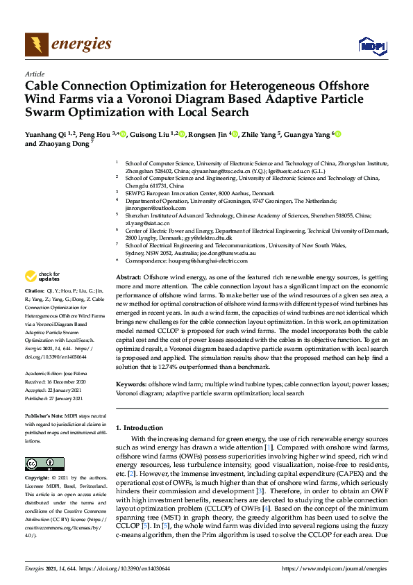 (PDF) Cable Connection Optimization for Heterogeneous Offshore Wind ...