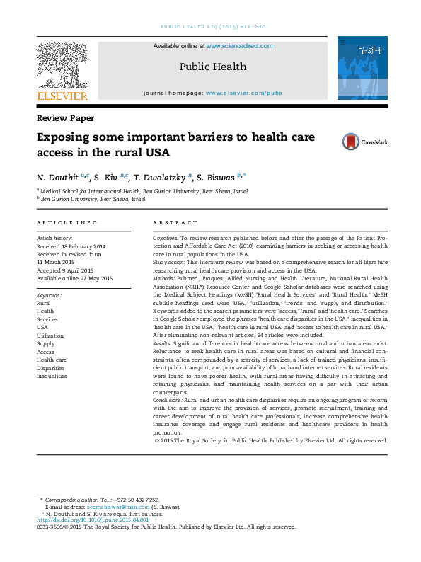 (PDF) Exposing some important barriers to health care access in the ...