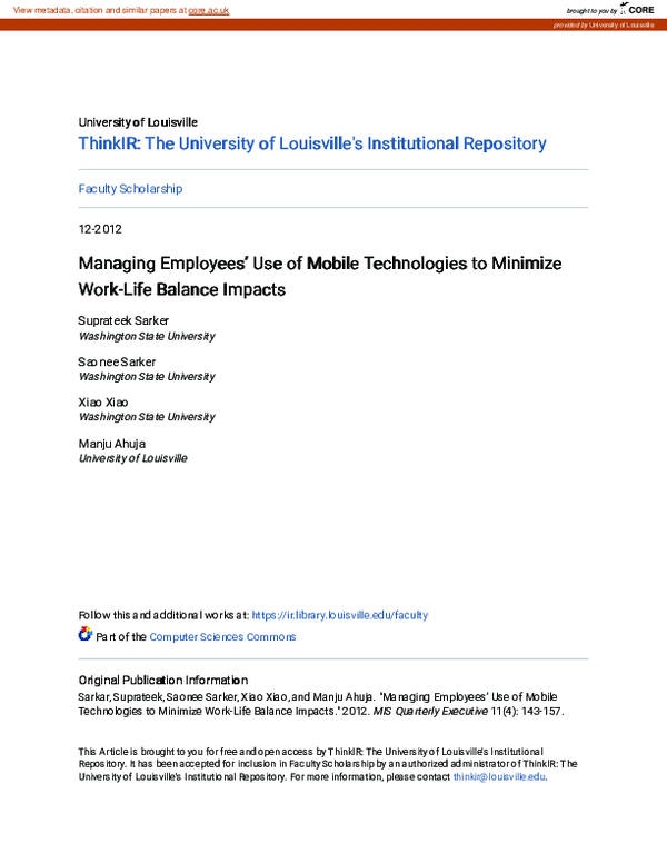 (PDF) Managing Employees’ Use of Mobile Technologies to Minimize Work ...