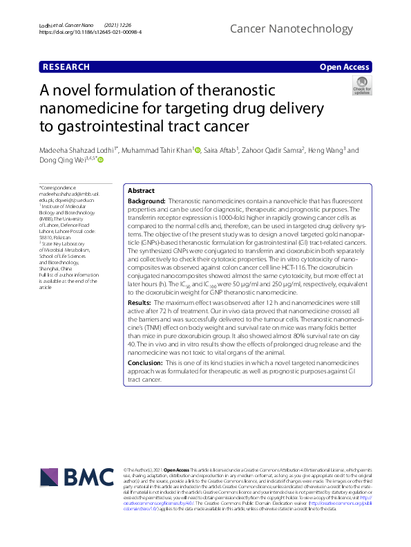 (PDF) A novel formulation of theranostic nanomedicine for targeting ...