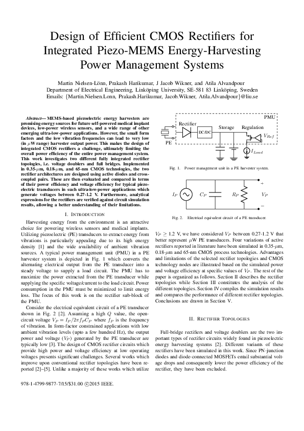 (PDF) Design of efficient CMOS rectifiers for integrated piezo-MEMS ...