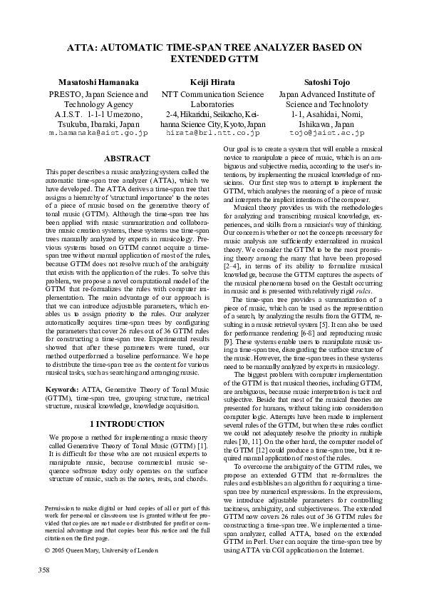 (PDF) Atta: Automatic Time-Span Tree Analyzer Based On Extended Gttm