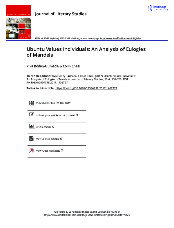 (PDF) UbuntuValues Individuals: An Analysis of Eulogies of Mandela