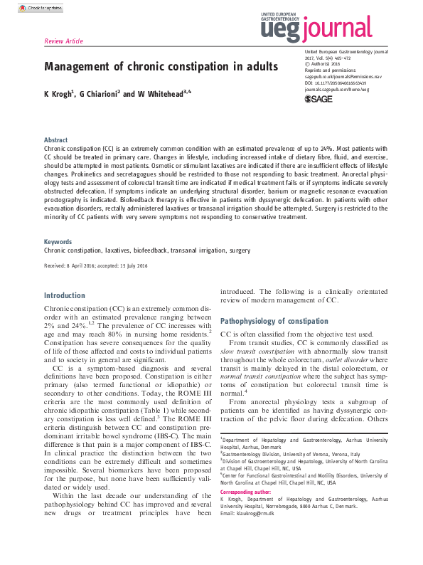 (PDF) Management of chronic constipation in adults