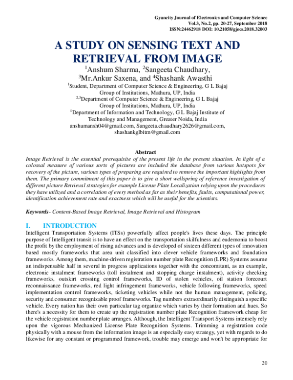 (PDF) A Study on Sensing Text and Retrieval from Image | Shashank ...