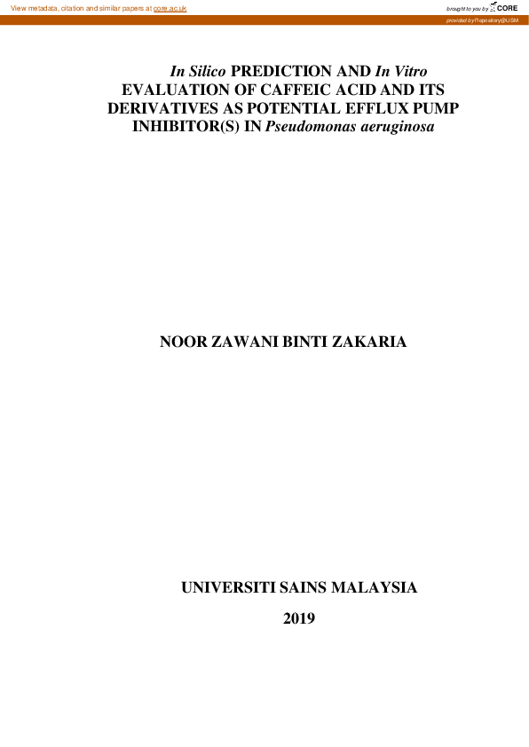 (PDF) In Silico Prediction And In Vitro Evaluation Of Caffeic Acid And ...