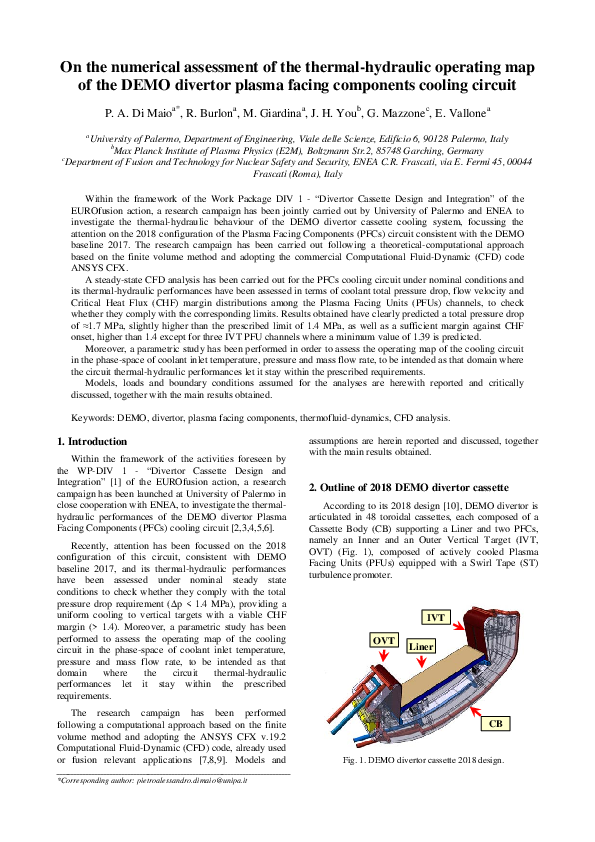 (PDF) On the numerical assessment of the thermal-hydraulic operating ...