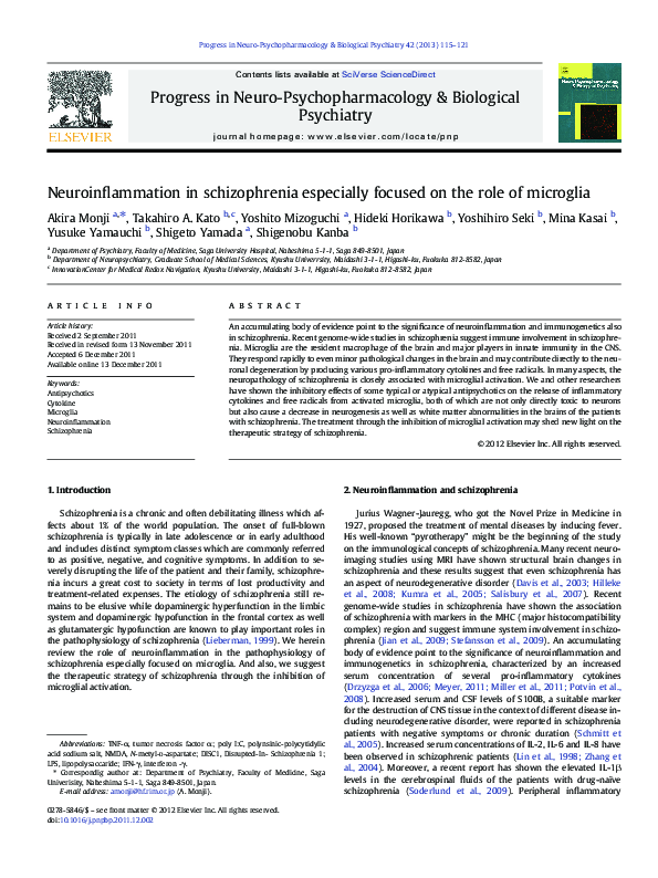 (PDF) Neuroinflammation in schizophrenia especially focused on the role ...
