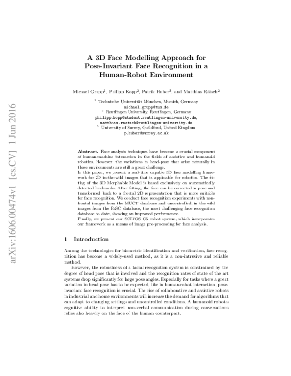(PDF) A 3D Face Modelling Approach for Pose-Invariant Face Recognition ...