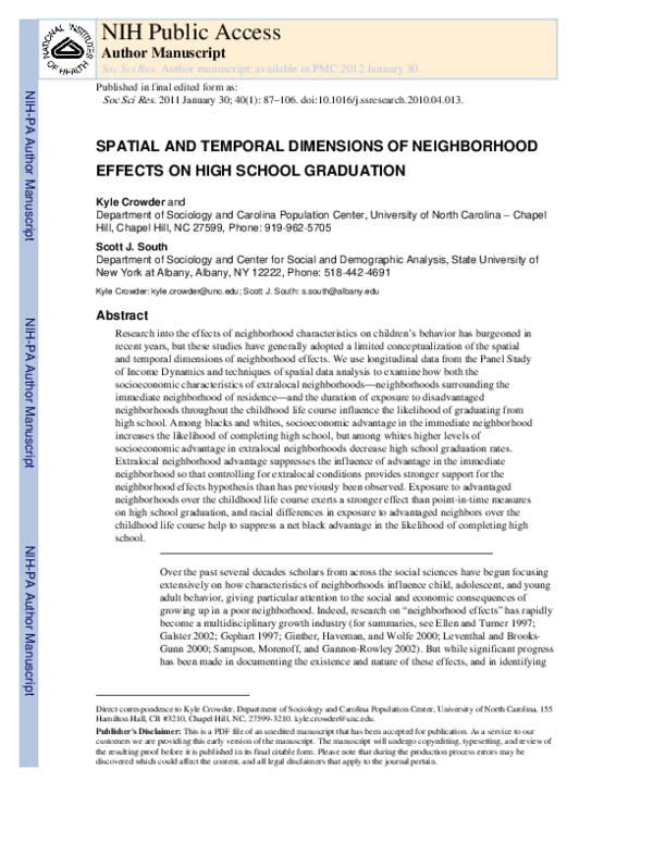 (PDF) Spatial and temporal dimensions of neighborhood effects on high ...