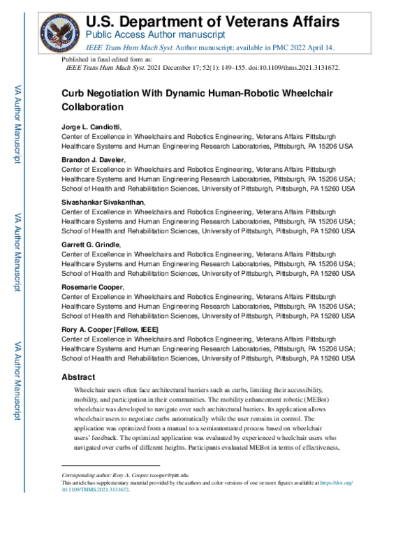 (PDF) Curb Negotiation With Dynamic Human–Robotic Wheelchair Collaboration