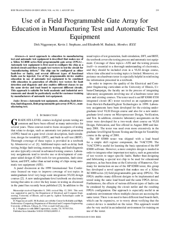 (PDF) Use of a field programmable gate array for education in ...