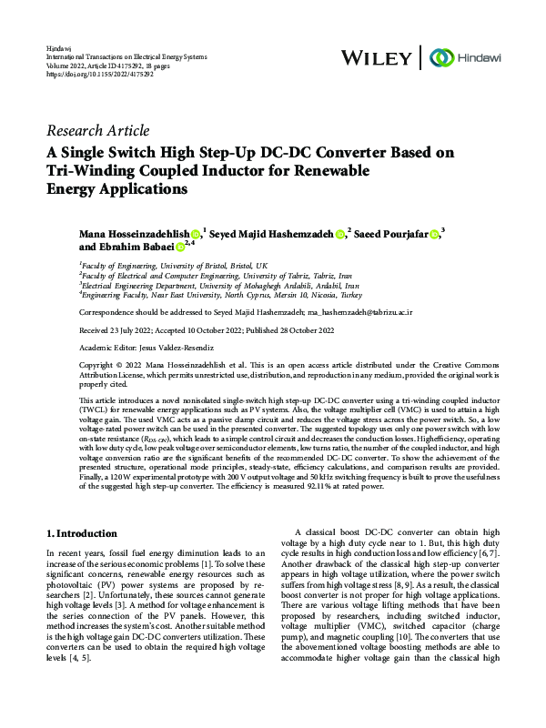 (PDF) A Single Switch High Step-Up DC-DC Converter Based on Tri-Winding ...