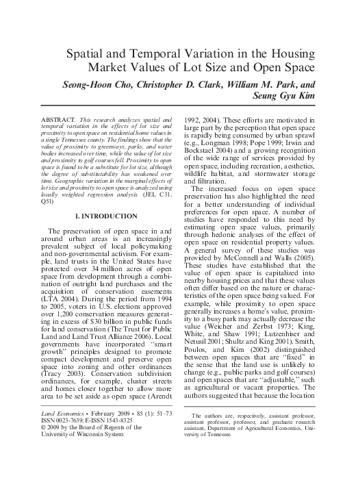 (PDF) Spatial and Temporal Variation in the Housing Market Values of ...