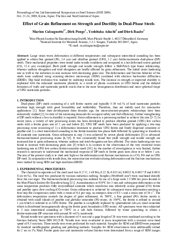 (PDF) Effect of Grain Refinement on Strength and Ductility in Dual ...