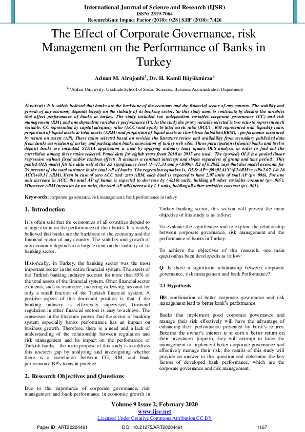 (PDF) The Effect of Corporate Governance, risk Management on the ...