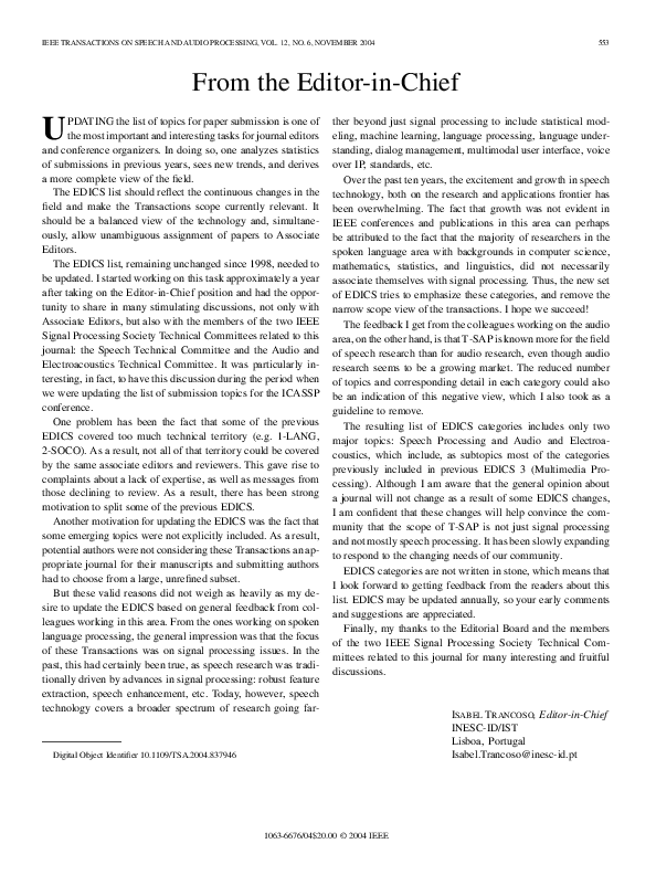 (PDF) From the Editor-in-Chief