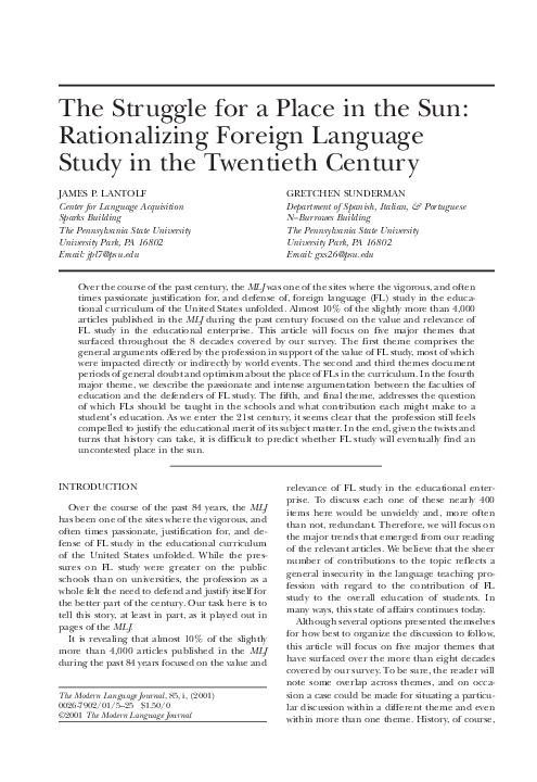 (PDF) The Struggle for a Place in the Sun: Rationalizing Foreign ...