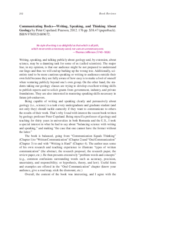 (PDF) Communicating Rocks—Writing, Speaking, and Thinking about Geology ...