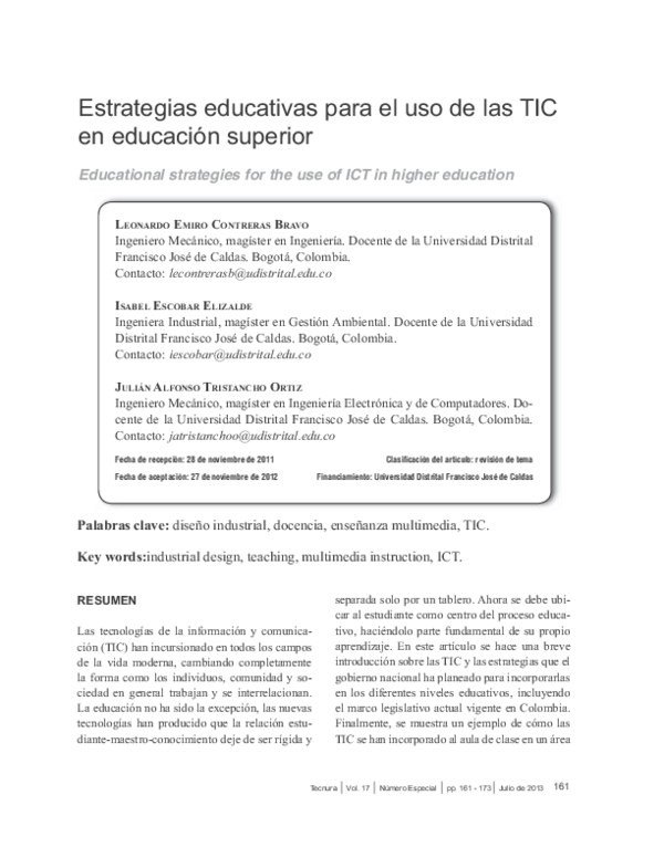 (PDF) Estrategias educativas para el uso de las TIC en educación superior