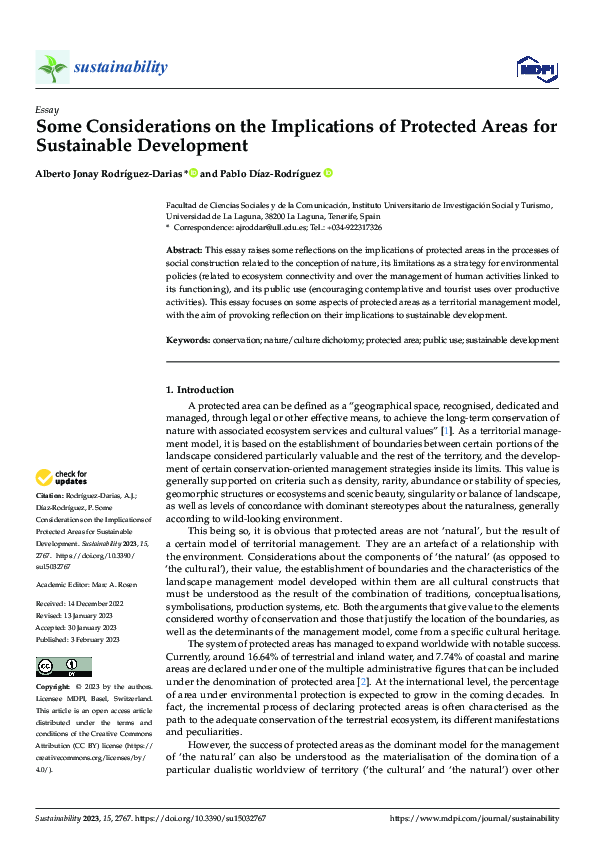 (PDF) Some Considerations on the Implications of Protected Areas for ...