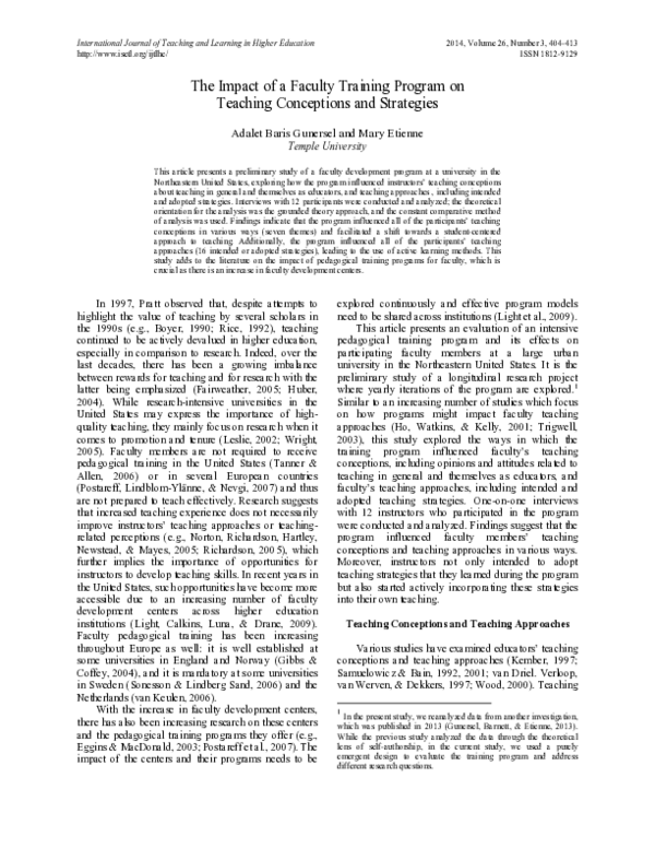 (PDF) The Impact of a Faculty Training Program on Teaching Conceptions ...