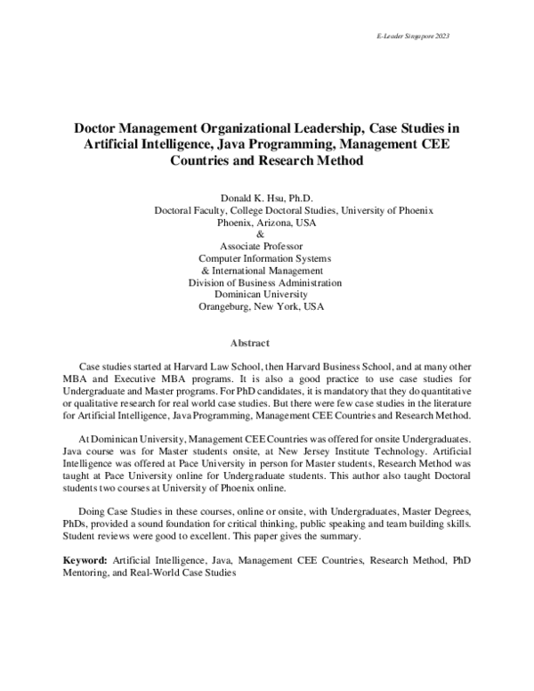 (PDF) Doctor Management Organizational Leadership, Case Studies in ...
