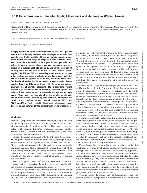 (PDF) HPLC Determination of Phenolic Acids, Flavonoids and Juglone in ...