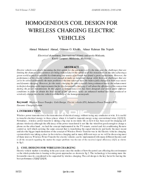 (PDF) HOMOGENEOUS COIL DESIGN FOR WIRELESS CHARGING ELECTRIC VEHICLES