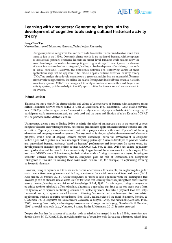 (PDF) Learning with computers: Generating insights into the development ...