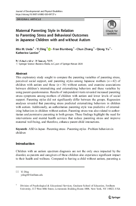 (PDF) Maternal Parenting Style in Relation to Parenting Stress and ...