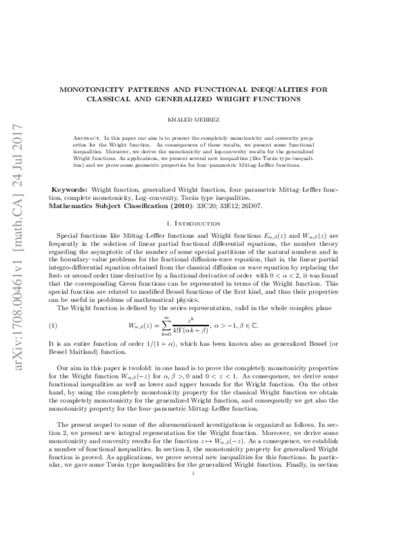 (PDF) Monotonicity patterns and functional inequalities for classical ...