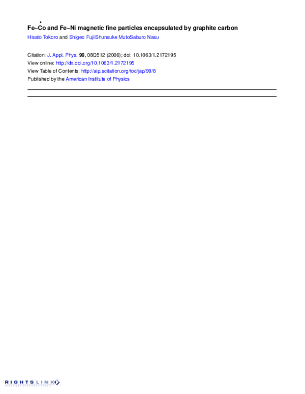 (PDF) Fe–Co and Fe–Ni magnetic fine particles encapsulated by graphite ...