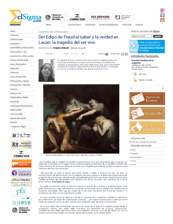 (PDF) Del Edipo de Freud al saber y la verdad en Lacan la tragedia del ...
