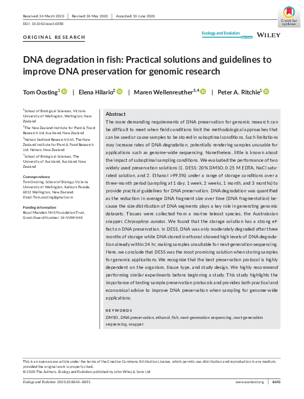 (PDF) DNA degradation in fish: Practical solutions and guidelines to ...