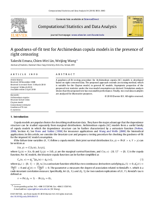 (PDF) A goodness-of-fit test for Archimedean copula models in the ...