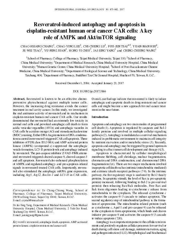 (PDF) Resveratrol-induced autophagy and apoptosis in cisplatin ...