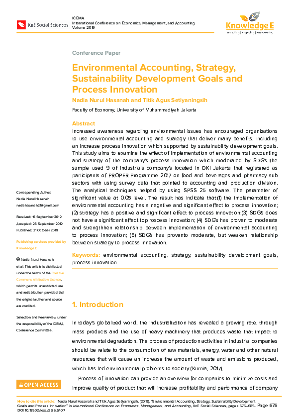 (PDF) Environmental Accounting, Strategy, Sustainability Development ...