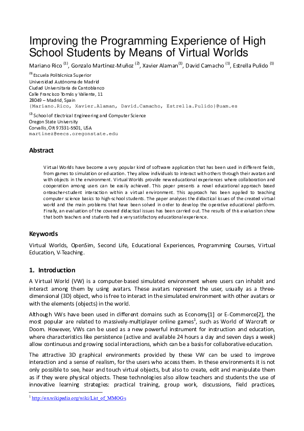 (PDF) Improving the Programming Experience of High School Students by ...