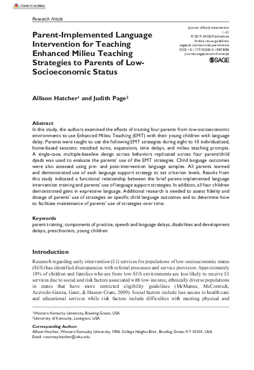 (PDF) Parent-Implemented Language Intervention for Teaching Enhanced ...