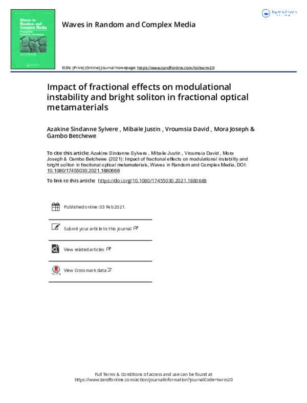 (PDF) Impact of fractional effects on modulational instability and ...