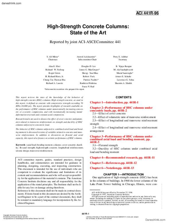 (PDF) High-Strength Concrete Columns : State of the Art Reported by ...