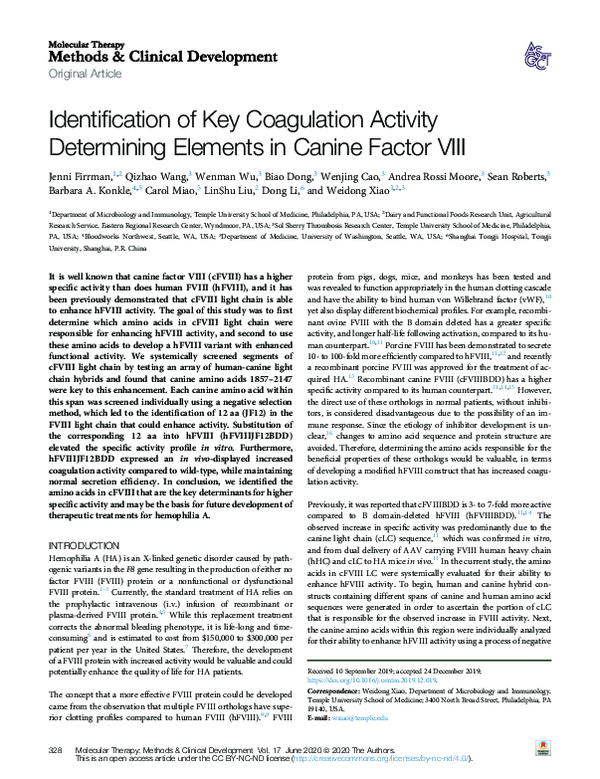 (PDF) Identification of Key Coagulation Activity Determining Elements ...