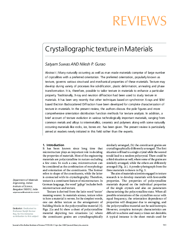 (PDF) Crystallographic texture in Materials