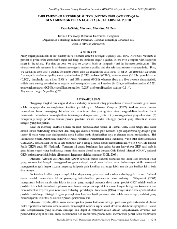 (PDF) Implementasi Metode Quality Function Deployment (QFD) Guna ...