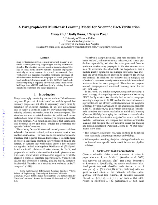 (PDF) A Paragraph-level Multi-task Learning Model for Scientific Fact ...